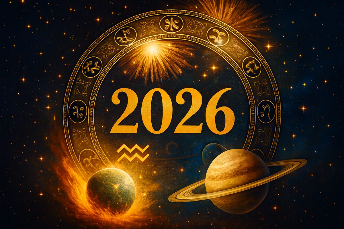 predicciones-astrologicas-2026-ano-nuevo Predicciones astrológicas 2026 con símbolos del zodiaco y energía de año nuevo