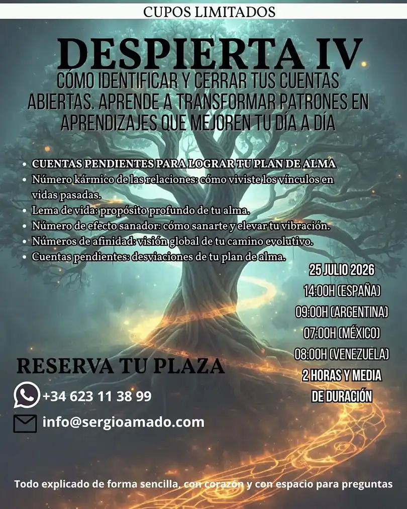Despierta IV: Cierra tus cuentas abiertas y evoluciona. Curso de Kabbalah y Numerología Evolutiva sobre karma, patrones repetitivos y crecimiento personal